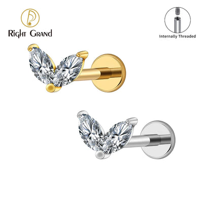 Right Grand ASTM F136 Titanium Labret Stud