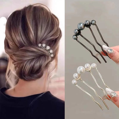 Korean U-Shaped Pearl Hairpins