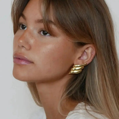Miranda 18K Gold Plated Statement Stud Earrings